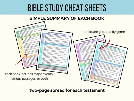 Bible Study Cheat Sheets; New Testament Overview; Old Testament Overview; Bible Timelines; Bible Study Resource; Bible Study Tool